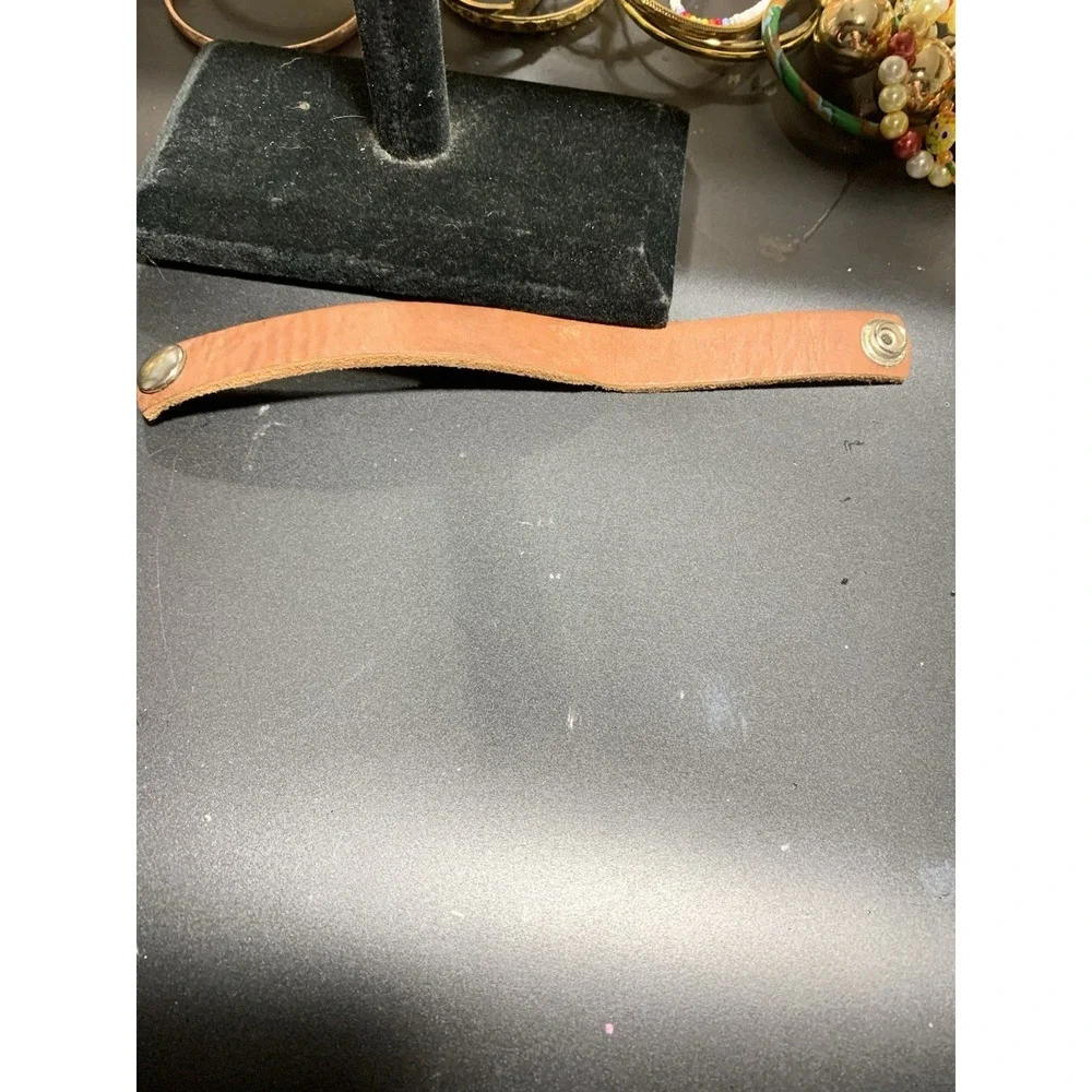 Tanner Goods Leather Brown Bracelet Wristband cuff Snap Button